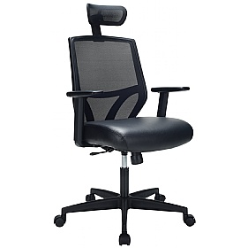Impact Mesh Office Chair with Pocket Sprung Leather Seat £133 -