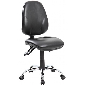 Comfort Ergo 3-Lever Leather Chrome Operator Chairs £80 -