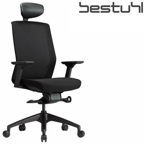 Bestuhl J1 Black Mesh Task Chair With Headrest