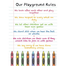 Crayons Playground Rules School Sign