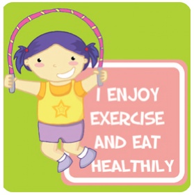 Positive Affirmation Exercise And Eat Healthily School Sign