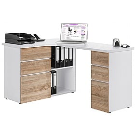 Radcliff Corner Computer Desk Oak White Static Computer Desks