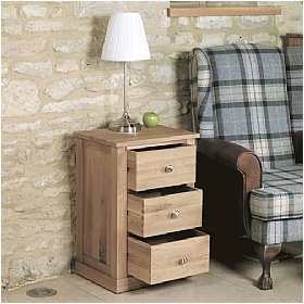Cavalli Solid Oak 3 Drawer Lamp Table