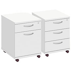 Commerce II White Low Mobile Pedestals