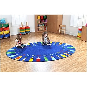 Rainbow Oval Pencils Alphabet Carpet