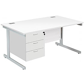 Commerce II Rectangular Desks With Single Fixed Pedestal