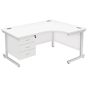 Commerce II Ergonomic Corner Office Desks With Fixed Pedestal