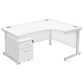 Commerce II Ergonomic Corner Office Desks With Mobile Pedestal