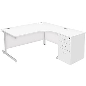 Commerce II Ergonomic Corner Office Desks With Desk High Pedestal