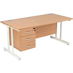 Konnexion K3 Rectangular Deluxe Cantilever Desk With Single Fixed Pedestal
