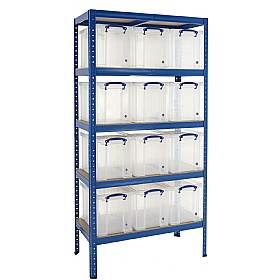 Value Shelving Bay With 12 x 24 Litre Really Useful Boxes