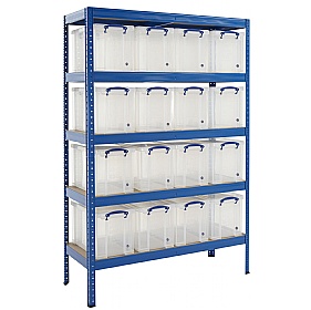 Industrial Shelving Bay With 16 x 24 Litre Really Useful Boxes