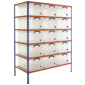 BiG340 Shelving Bay With 15 x 64 litre Really Useful Boxes