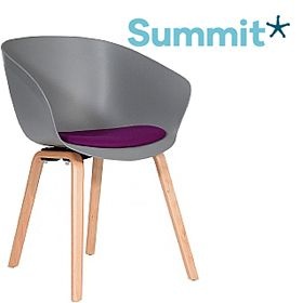 Summit Scoot Upholstered Polypropylene Wooden Leg Visitor Chair