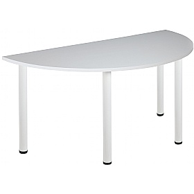Mr Office Eternal circular boardroom table White 1200 brushed steel frame 