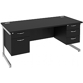 NEXT DAY Eclipse Black Rectangular Cantilever Desks With Double Fixed Pedestals