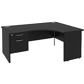 NEXT DAY Eclipse Black Ergonomic Panel End Corner Office Desks With Single Fixed Pedestal