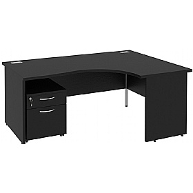 NEXT DAY Eclipse Black Ergonomic Panel End Corner Office Desks With Mobile Pedestal