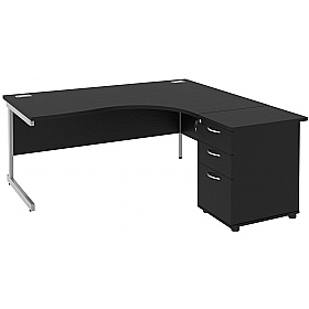 Special Offer - NEXT DAY Eclipse Black Cantilever Combi Corner Office Desks