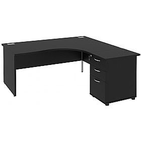 NEXT DAY Eclipse Black Ergonomic Panel End Corner Office Desks With Desk High Pedestal
