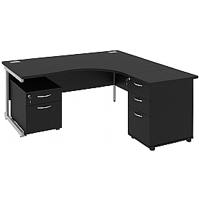 NEXT DAY Eclipse Black Ergonomic Cantilever Corner Office Desks With Desk High & Mobile Pedestal