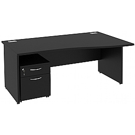 NEXT DAY Eclipse Black Wave Panel End Desks With Mobile Pedestal
