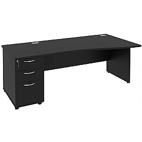 NEXT DAY Eclipse Black Wave Panel End Desks With Desk High Pedestal