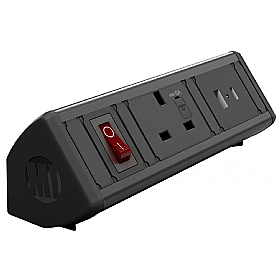 Desktop Power Module with 1 Power Socket with 1 USB A and 1 USB C Fast Charge Sockets