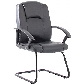 Bremen Black Leather Cantilever with Black Frame