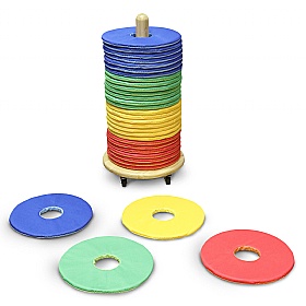 32 Rainbow Circular Cushions with Donut Trolley