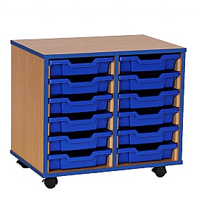 Coloured Edge 12 Tray Single Storage Unit