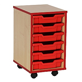 Coloured Edge 6 Tray Single Storage Unit