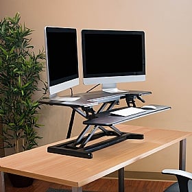2 Level Height Adjustable Sit Stand Workstation for Desks
