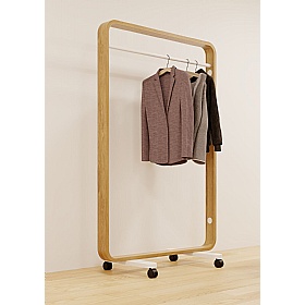 Alba Box Mobile Clothes Rack Wood & White