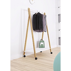 Alba Sleek Mobile Clothes Rack Wood & White