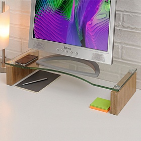 TTAP Glass and Oak Monitor Stand Riser