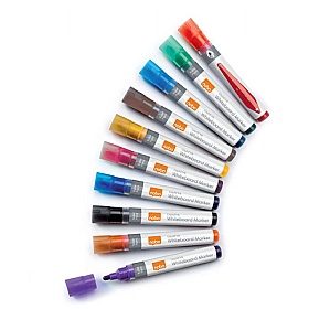 Nobo Liquid Ink Whiteboard Pens Bullet Tip 10 Pack Assorted