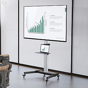 Aluminium Mobile TV Stand Cart Trolley For 37-86 Inch TV