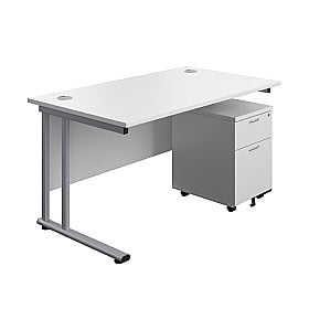 Commerce II Deluxe Rectangular Office Desks With Mobile Pedestal