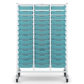 Medical Mid Treble White Antimicrobial Tray Trolley