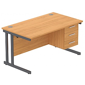 Konnexion K3 Rectangular Deluxe Cantilever Desk With Single Fixed Pedestal