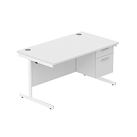 Konnexion K1 Compact Rectangular Cantilever Office Desks with Single Fixed Pedestal