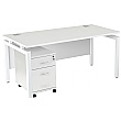 NEXT DAY Karbon K4 Rectangular Bench Desks with Under Desk Mobile Pedestal