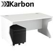 NEXT DAY Karbon K4 Rectangular Panel End Desk With Low Mobile Metal Pedestal