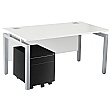 NEXT DAY Karbon K4 Rectangular Bench Desks With Low Mobile Metal Pedestal