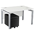 NEXT DAY Karbon K4 Rectangular Bench Desks With Low Mobile Metal Pedestal