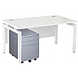NEXT DAY Karbon K4 Rectangular Bench Desks with 3 Drawer Metal Mobile Pedestal