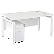 NEXT DAY Karbon K4 Rectangular Bench Desk With 3 Drawer Slimline Mobile Metal Pedestal