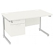 NEXT DAY Vogue White Rectangular Cantilever Desks With Single Fixed Pedestal