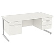 NEXT DAY Vogue White Rectangular Cantilever Desks With Double Fixed Pedestals